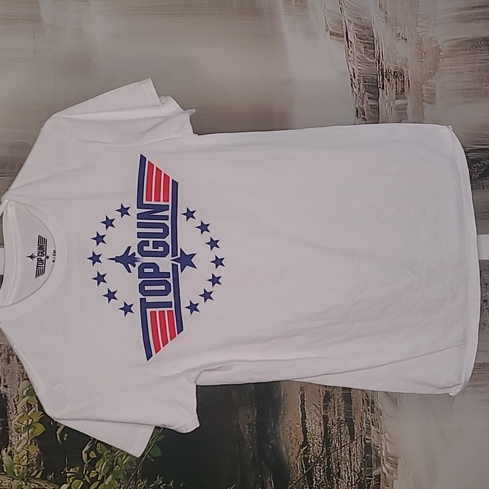 Top Gun Adult Small classic white short sleeve cotton Tshirt